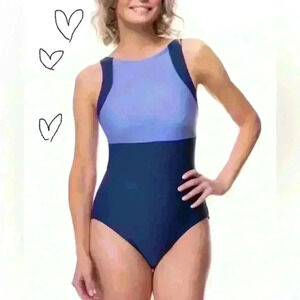 Roots Women's Swimsuit one piece Navy Blue Two Toned size 8